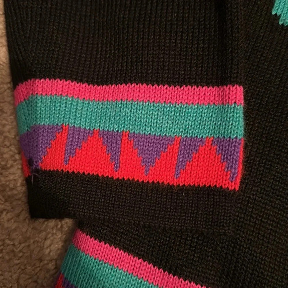 Carducci OpenFront Cardigan Sweater Acrylic Wool Blend Western Black Pink Purple - Picture 5 of 6